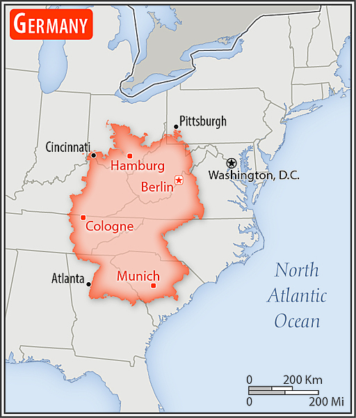 Germany area comparison with the United States